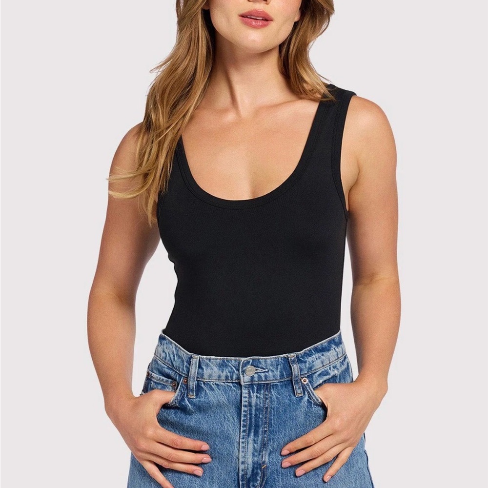 Nuuds Black Seamless Scoop Tank Bodysuit